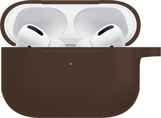 Airpods Pro Hoesje Siliconen met Clip - Bruin