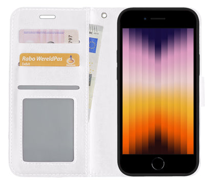 iPhone SE 2022 Hoesje Bookcase Cover met Kaarthouder - Wit