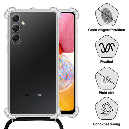 Samsung A14 Hoesje met Koord Backcover Shockproof - Transparant