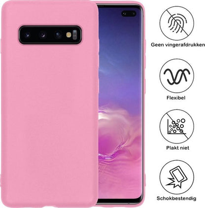 Samsung S10 Hoesje Siliconen Backcover Lichtgewicht - Lichtroze