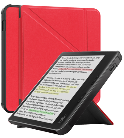 Kobo Libra Colour Trifold Hoesje - Rood