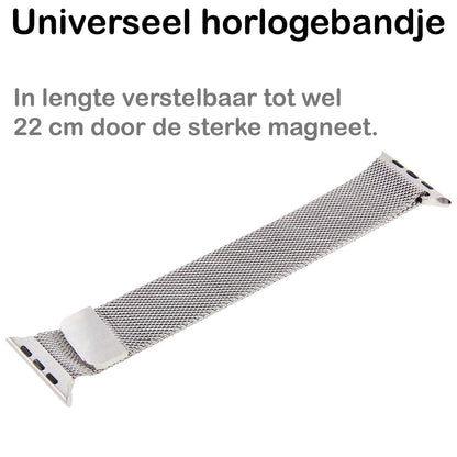 Milanese Horlogeband Geschikt voor Apple Watch SE 44 mm Bandje Milanees - Polsbandje Met Magneetsluiting Geschikt voor Apple Watch SE 44 mm Bandje Milanees - Zilver