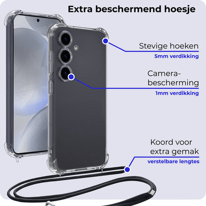 Samsung S24 Plus Hoesje met Koord Backcover Shockproof - Transparant