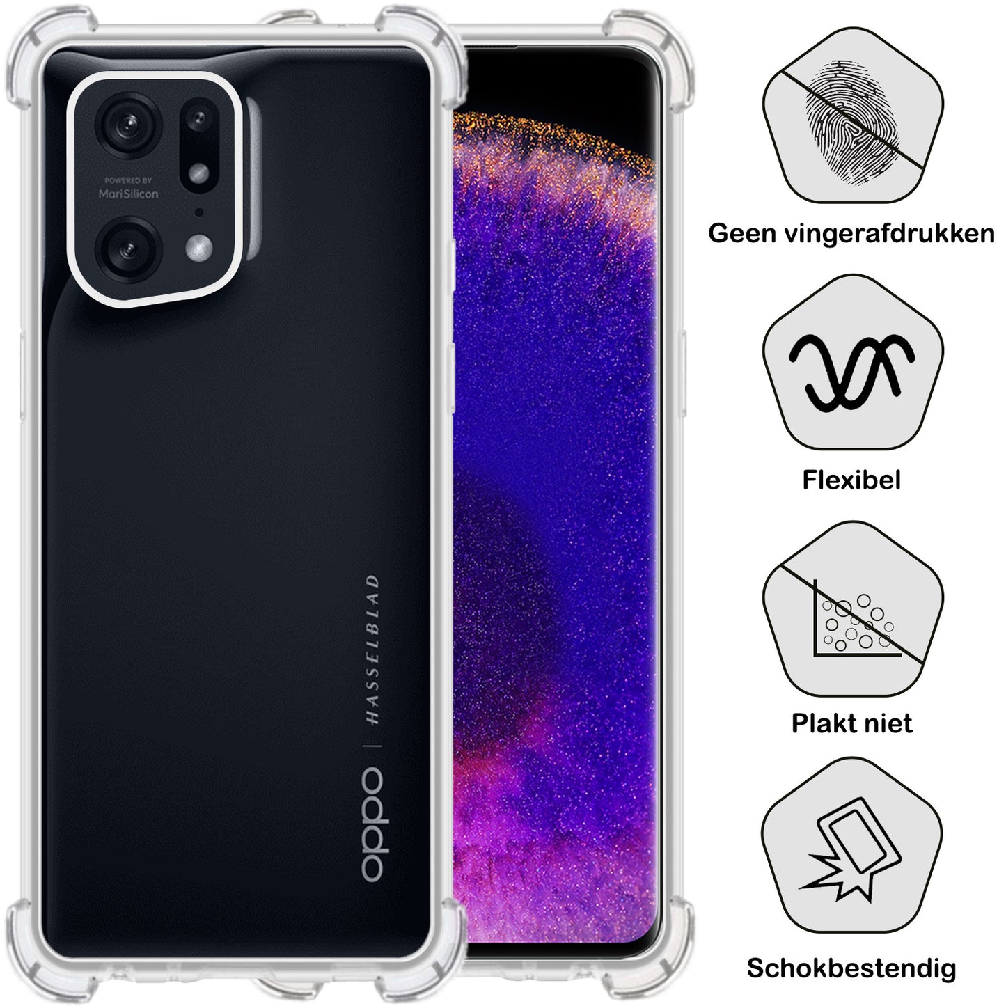 OPPO Find X5 Pro Hoesje Shock Proof Siliconen - Transparant