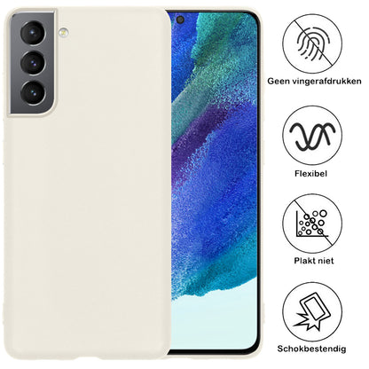 Samsung S21 FE Hoesje Siliconen Backcover Lichtgewicht - Wit