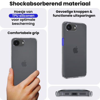 iPhone 16e Hoesje Siliconen Backcover Lichtgewicht - Transparant