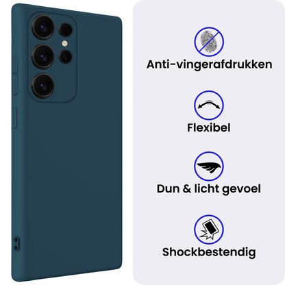 Samsung S25 Ultra Hoesje Siliconen Backcover Lichtgewicht - Donkerblauw