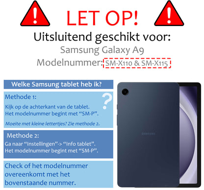 Samsung Galaxy Tab A9 Hoesje Toetsenbord Case Kunstleer - Donkerblauw