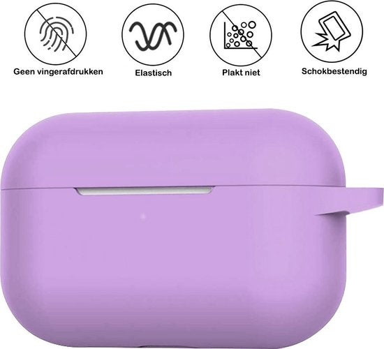 Airpods Pro Hoesje Siliconen met Clip - Lila