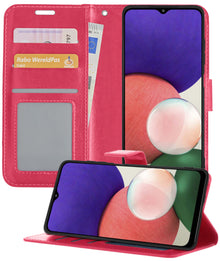 Samsung M22 Hoesje Bookcase Cover met Kaarthouder - Donkerroze