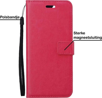 Samsung S20 Hoesje Bookcase Cover met Kaarthouder - Donkerroze