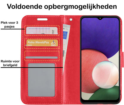 Samsung M22 Hoesje Bookcase Cover met Kaarthouder - Rood