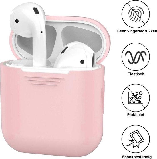 AirPods 2 Hoesje Siliconen met Clip - Lichtroze