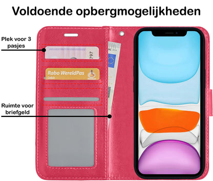 iPhone Xs Max Hoesje Bookcase Cover Uitneembaar - Donkerroze