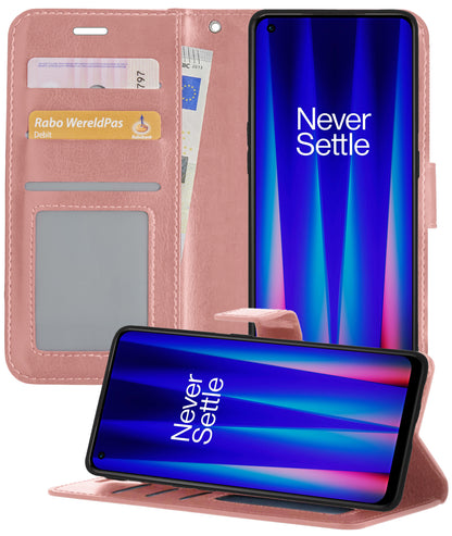 OnePlus Nord CE 2 Lite Hoesje Bookcase Cover met Kaarthouder - Rosé goud