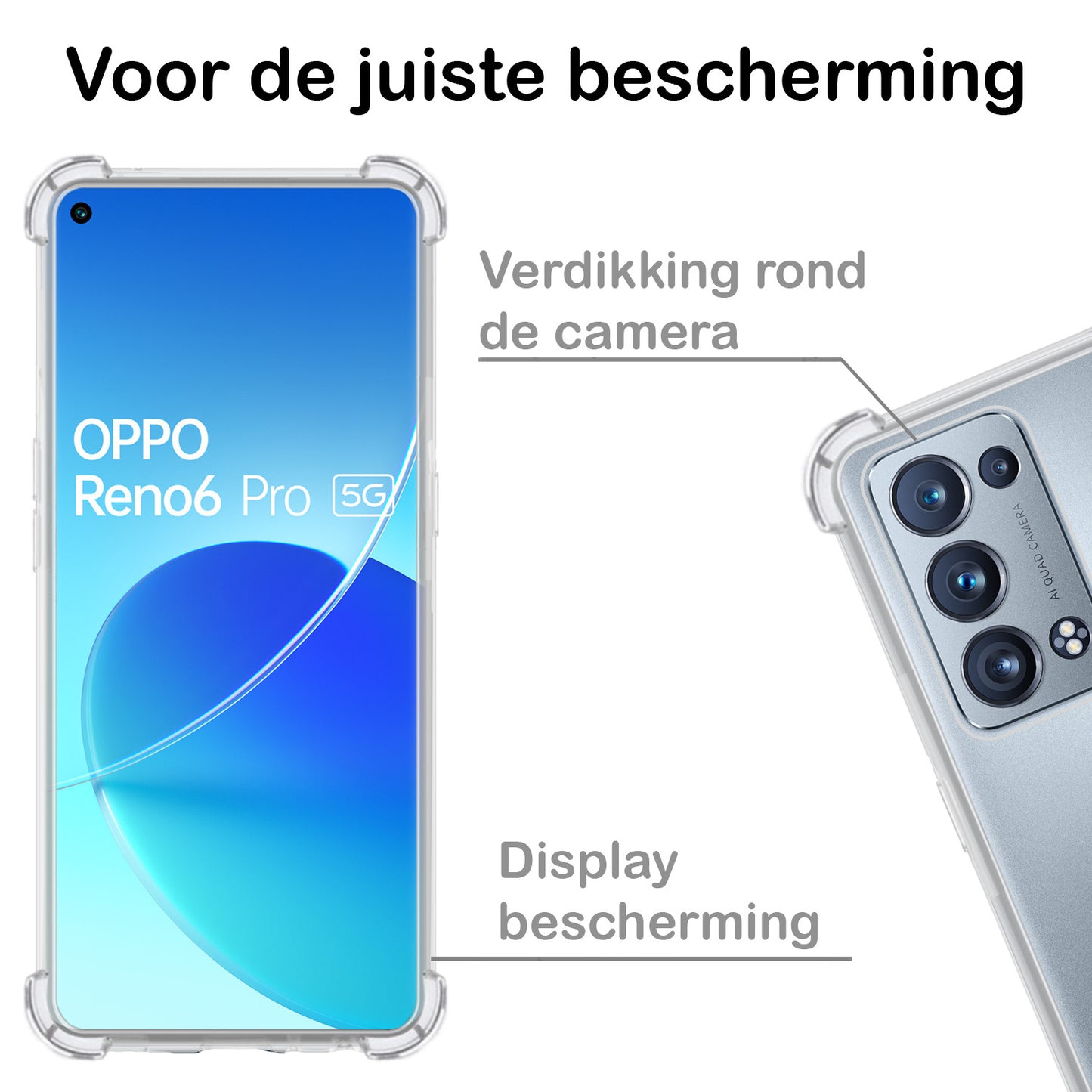 OPPO Reno 6 Pro Hoesje Shock Proof Siliconen - Transparant