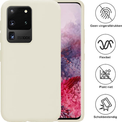 Samsung S20 Ultra Hoesje Siliconen Backcover Lichtgewicht - Wit