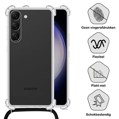 Samsung S23 Plus Hoesje met Koord Backcover Shockproof - Transparant