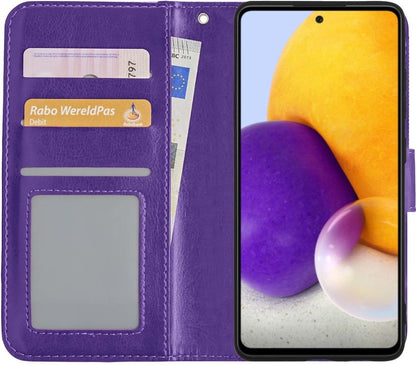Samsung A72 5G Hoesje Bookcase Cover met Kaarthouder - Paars