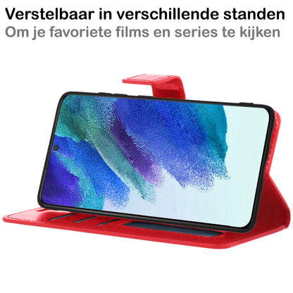 Samsung S21 FE Hoesje Bookcase Cover met Kaarthouder - Donkerroze
