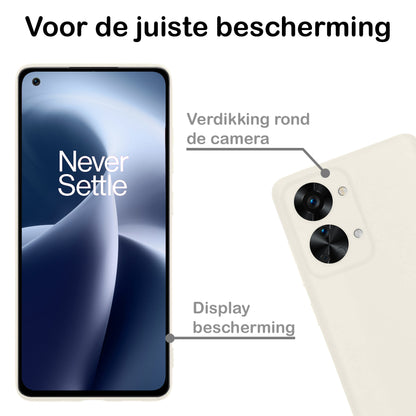 OnePlus Nord 2T Hoesje Siliconen Backcover Lichtgewicht - Wit