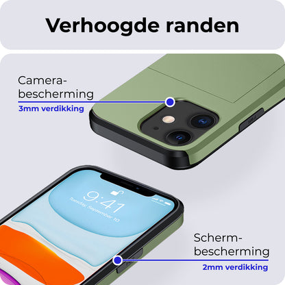 iPhone 11 Hoesje Kaarthouder Hard Case Shockproof - Donkergroen