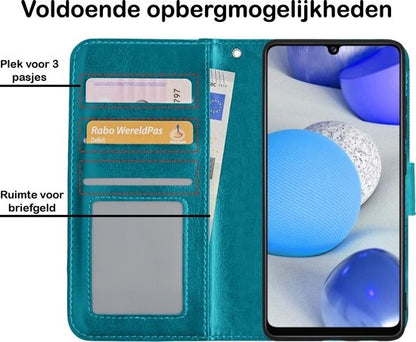 Samsung A42 Hoesje Bookcase Cover met Kaarthouder - Turquoise