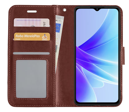 OPPO A57s Hoesje Bookcase Cover met Kaarthouder - Bruin