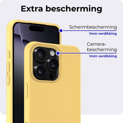 iPhone 16 Pro Max Hoesje Siliconen Backcover Lichtgewicht - Geel