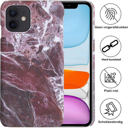 iPhone 11 Hoesje Marmer Hard Case Cover - Rood
