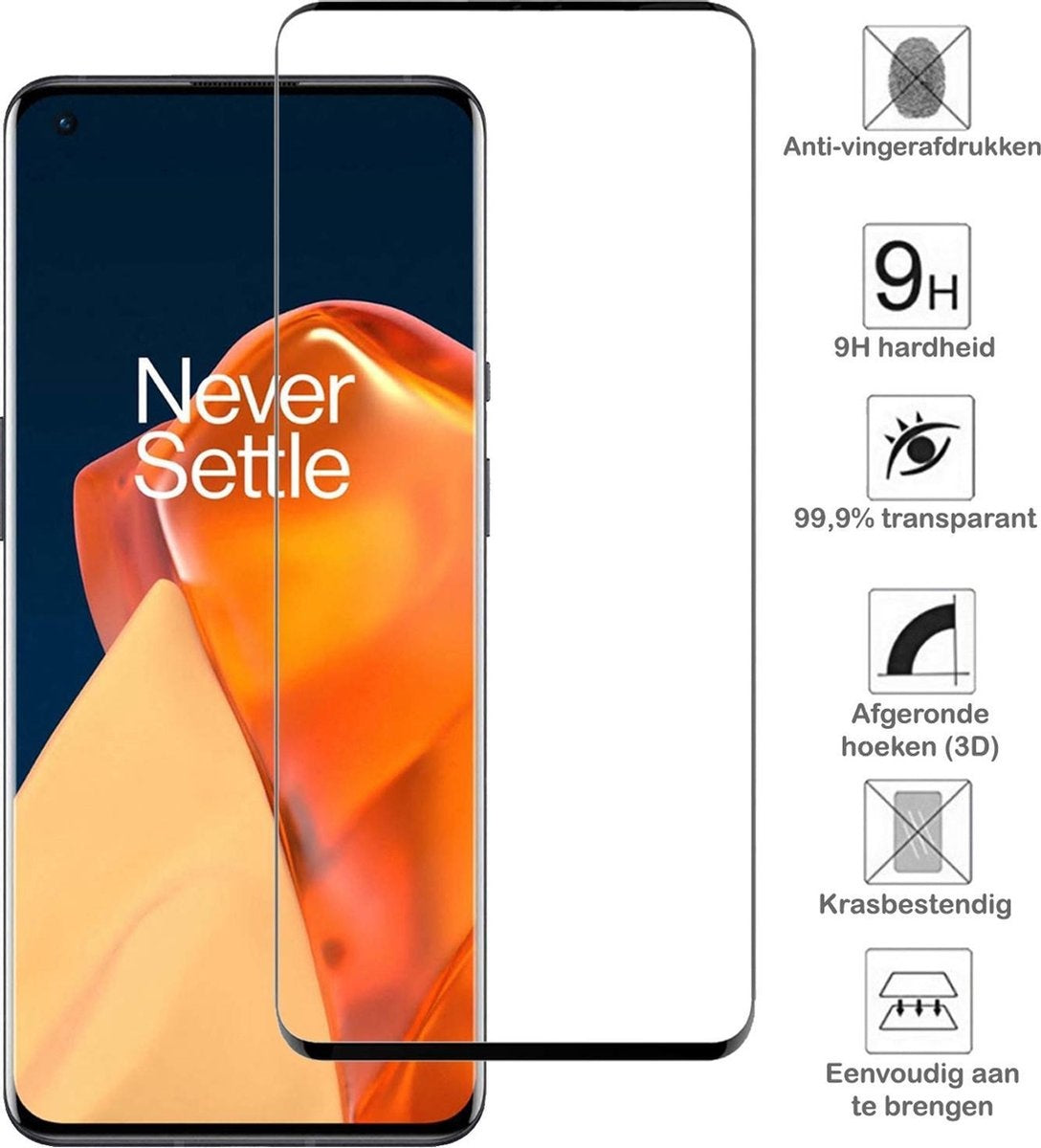 OnePlus 9 Pro Screenprotector Full Cover Tempered Glass