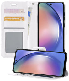 Samsung A54 Hoesje Bookcase Cover met Kaarthouder - Wit