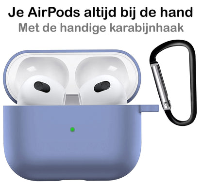 AirPods 3 Hoesje Siliconen met Clip - Babyblauw