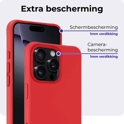 iPhone 16 Pro Hoesje Siliconen Backcover Lichtgewicht - Rood
