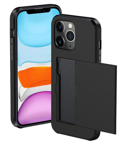 iPhone 11 Pro Hoesje Kaarthouder Hard Case Shockproof - Zwart