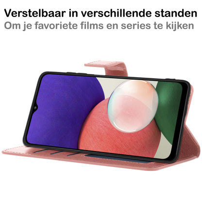 Samsung M22 Hoesje Bookcase Cover met Kaarthouder - Rosé goud