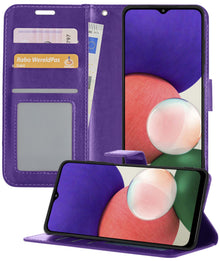 Samsung M22 Hoesje Bookcase Cover met Kaarthouder - Paars