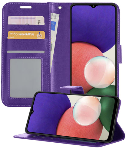 Samsung M22 Hoesje Bookcase Cover met Kaarthouder - Paars