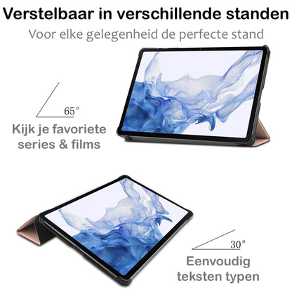 Samsung Galaxy Tab S9 Plus Trifold Bookcase Hoes met Penhouder voor S Pen - Rosé goud