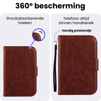 iPhone Duo Hoesje Bookcase Cover met Kaarthouder - Bruin