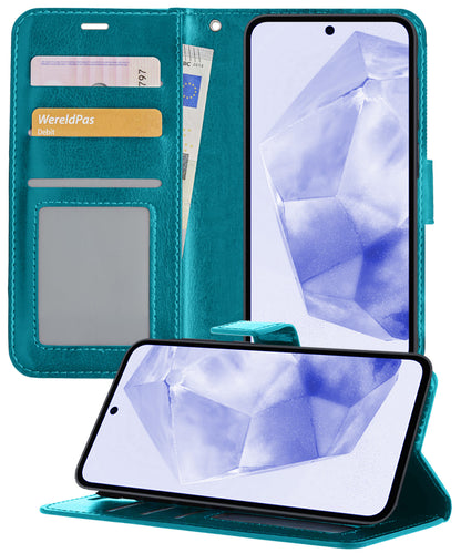 Samsung A35 Hoesje Bookcase Cover met Kaarthouder - Turquoise