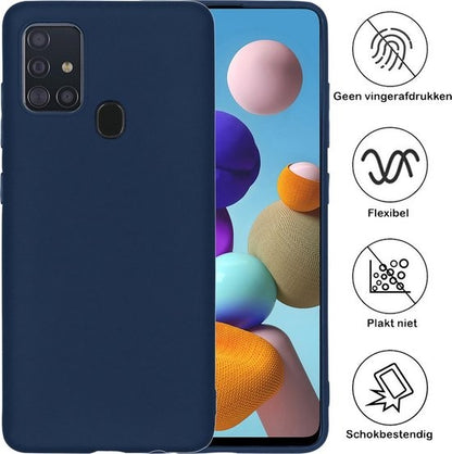 Samsung A21s Hoesje Siliconen Backcover Lichtgewicht - Donkerblauw