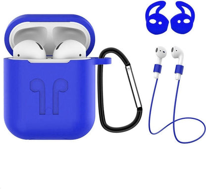 AirPods 1 Hoesje Siliconen 3-in-1 met Clip - Blauw