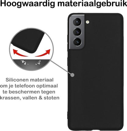 Samsung S21 Hoesje Siliconen Backcover Lichtgewicht - Zwart