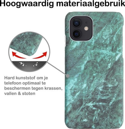 iPhone 12 Hoesje Marmer Hard Case Cover - Groen