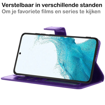 Samsung S22 Hoesje Bookcase Cover met Kaarthouder - Paars