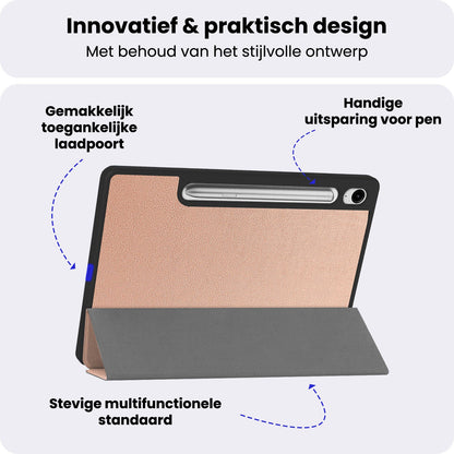 Samsung Galaxy Tab S10 Lite Trifold Bookcase Hoes met Penhouder voor S Pen - Rosé goud