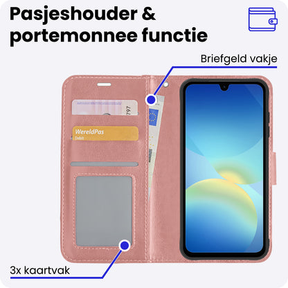 Samsung A26 Hoesje Bookcase Cover met Kaarthouder - Rosé goud