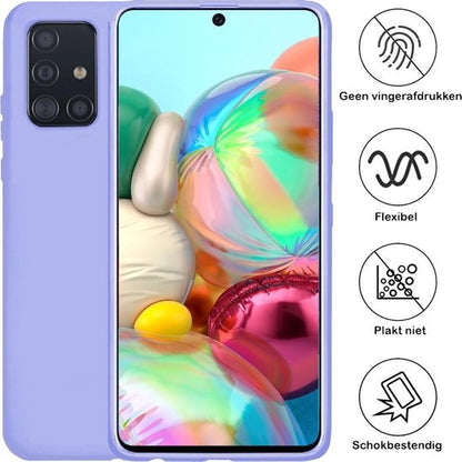 Samsung A71 Hoesje Siliconen Backcover Lichtgewicht - Lila