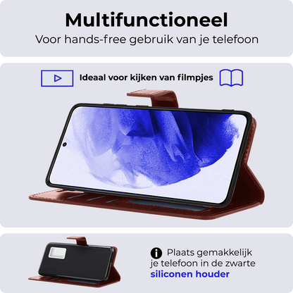 Samsung S21 Plus Hoesje Bookcase Cover Uitneembaar - Bruin